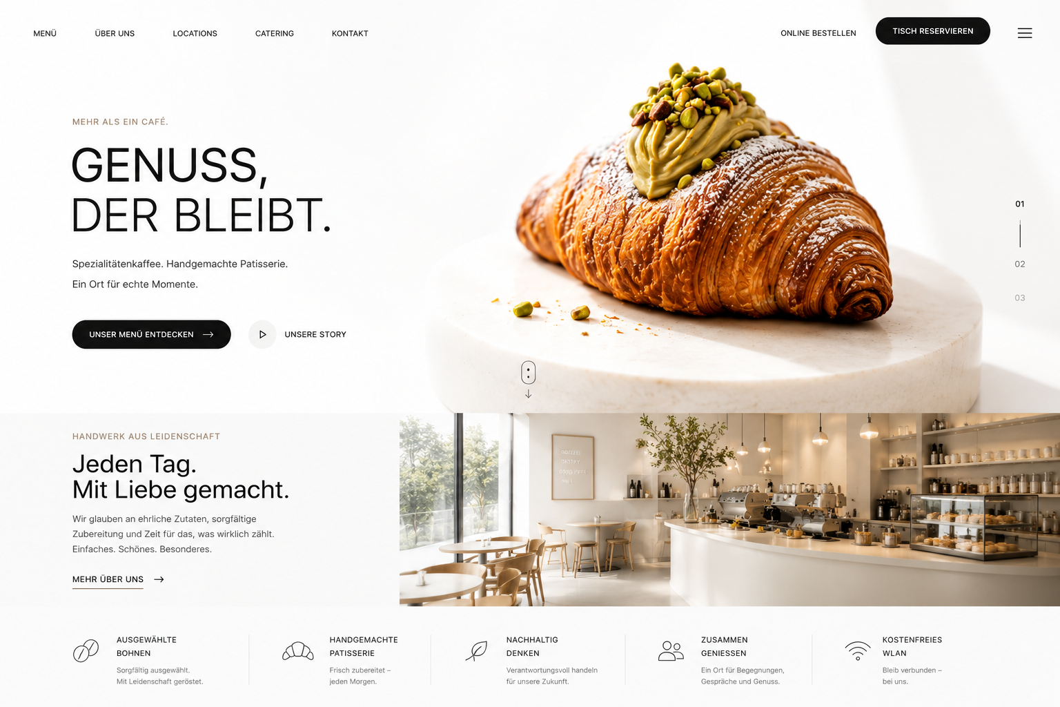 Webdesign Konzept Café und Patisserie